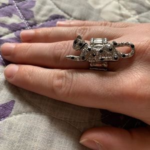 Silver Tiger Ring with Rhinestones